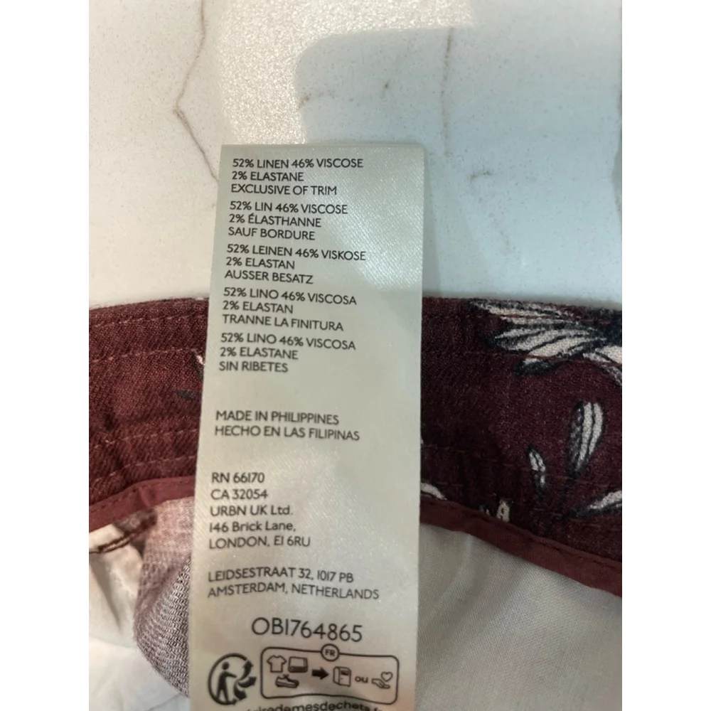 Anthropologie Dark Floral Trouser Pants 8 Linen Blend Brown Wide Leg Boho - Picture 6 of 11